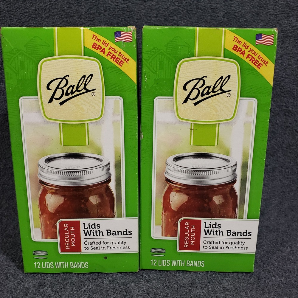 Ball Canning Lids With Bands Regular Mouth 24 Count Silver New 30000 USA Made